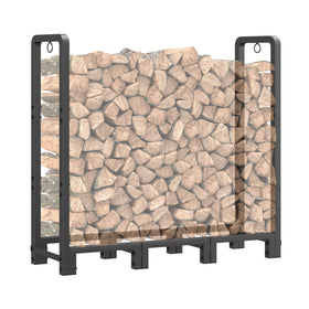 Mr IRONSTONE 4ft firewood rack assembly shows sturdy framework for easy log organization