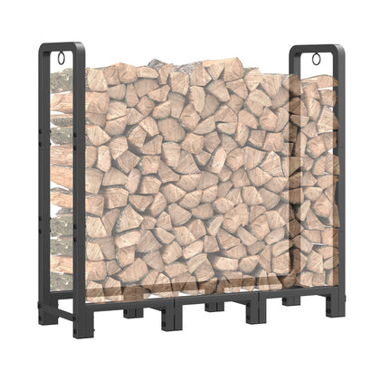 Mr IRONSTONE 4ft firewood rack assembly shows sturdy framework for easy log organization