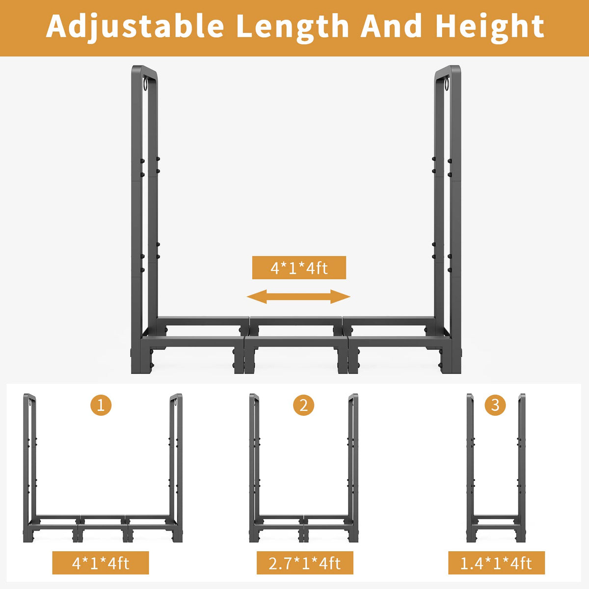 Mr IRONSTONE outdoor firewood rack with weatherproof steel for durable all-season use