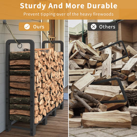 Mr IRONSTONE wood storage for patio keeps logs organized and off the ground
