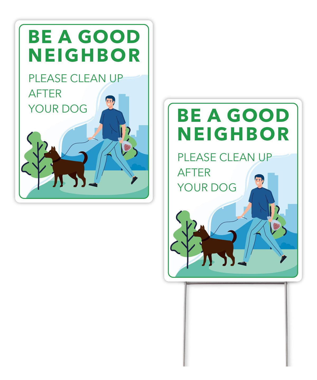 Mr. Pen clean up after your dog signs 2-pack in front yard reminders.