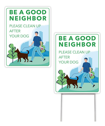 Mr. Pen clean up after your dog signs 2-pack in front yard reminders.