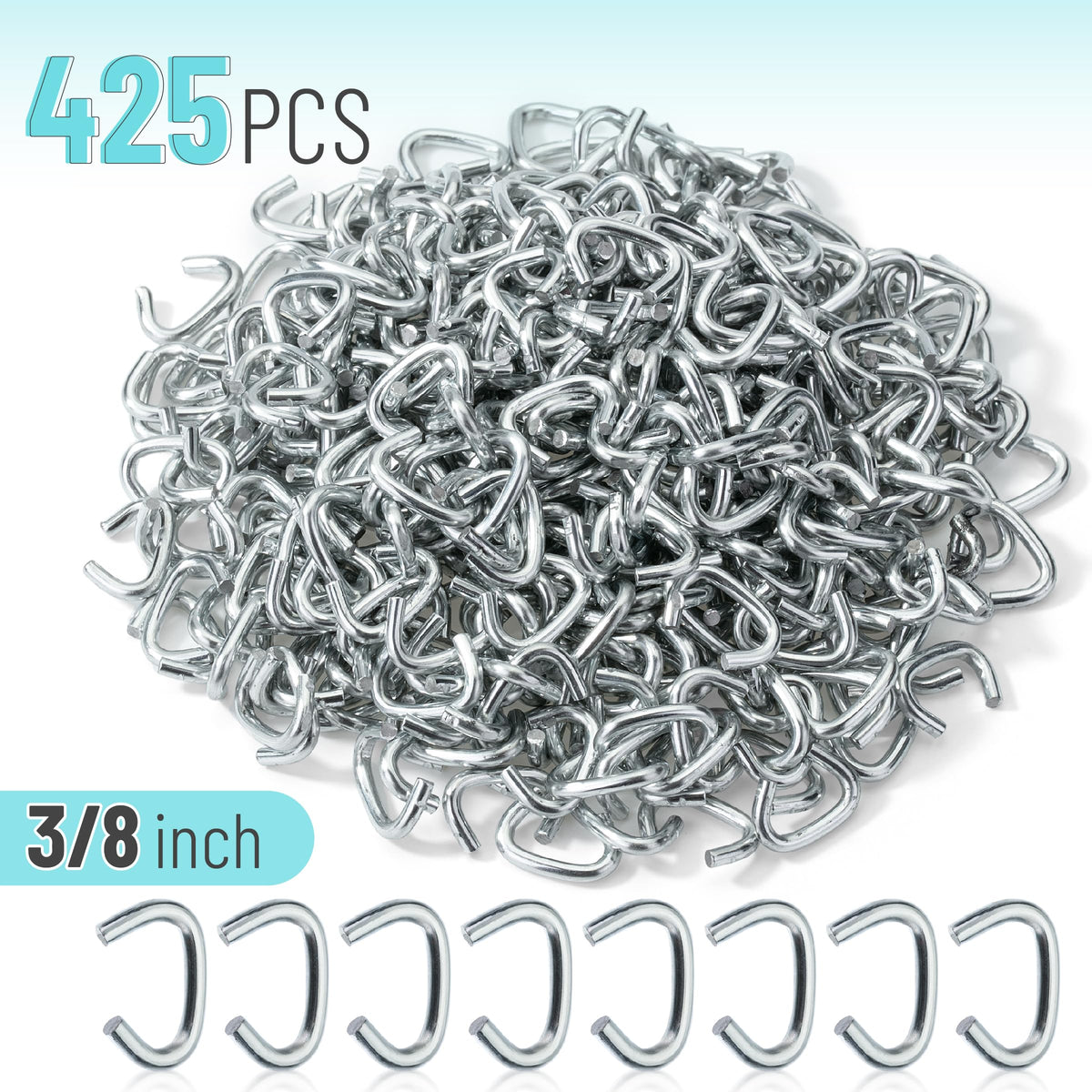 Mr. Pen hog rings closeup in galvanized steel, durable hold for projects
