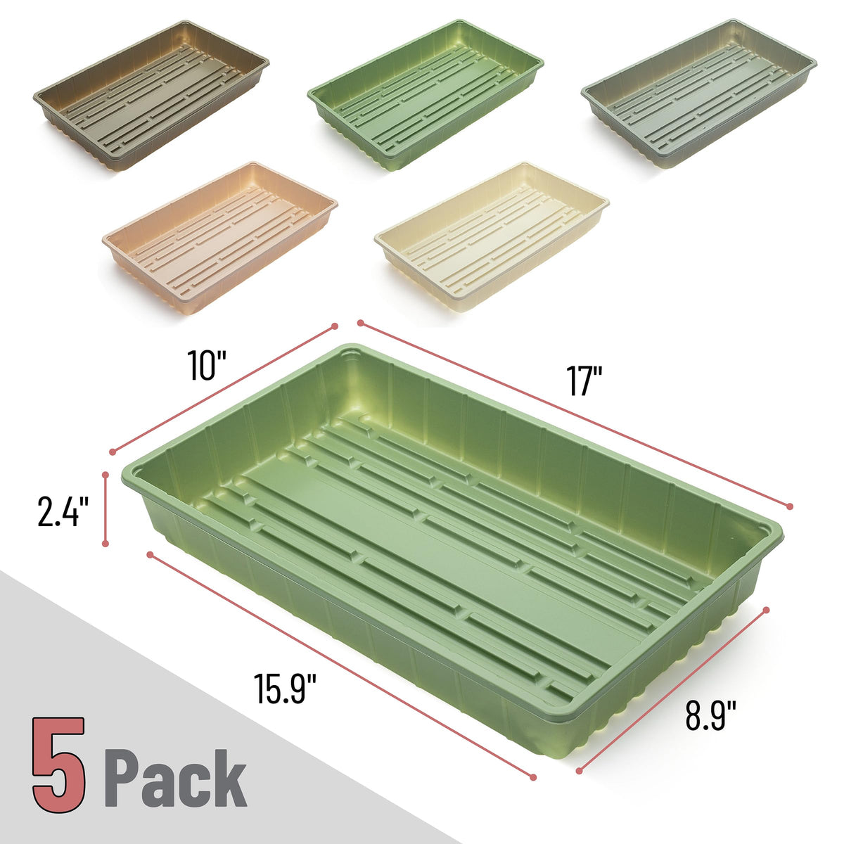 Mr. Pen seed trays stacked indoors show space-saving, reusable design.