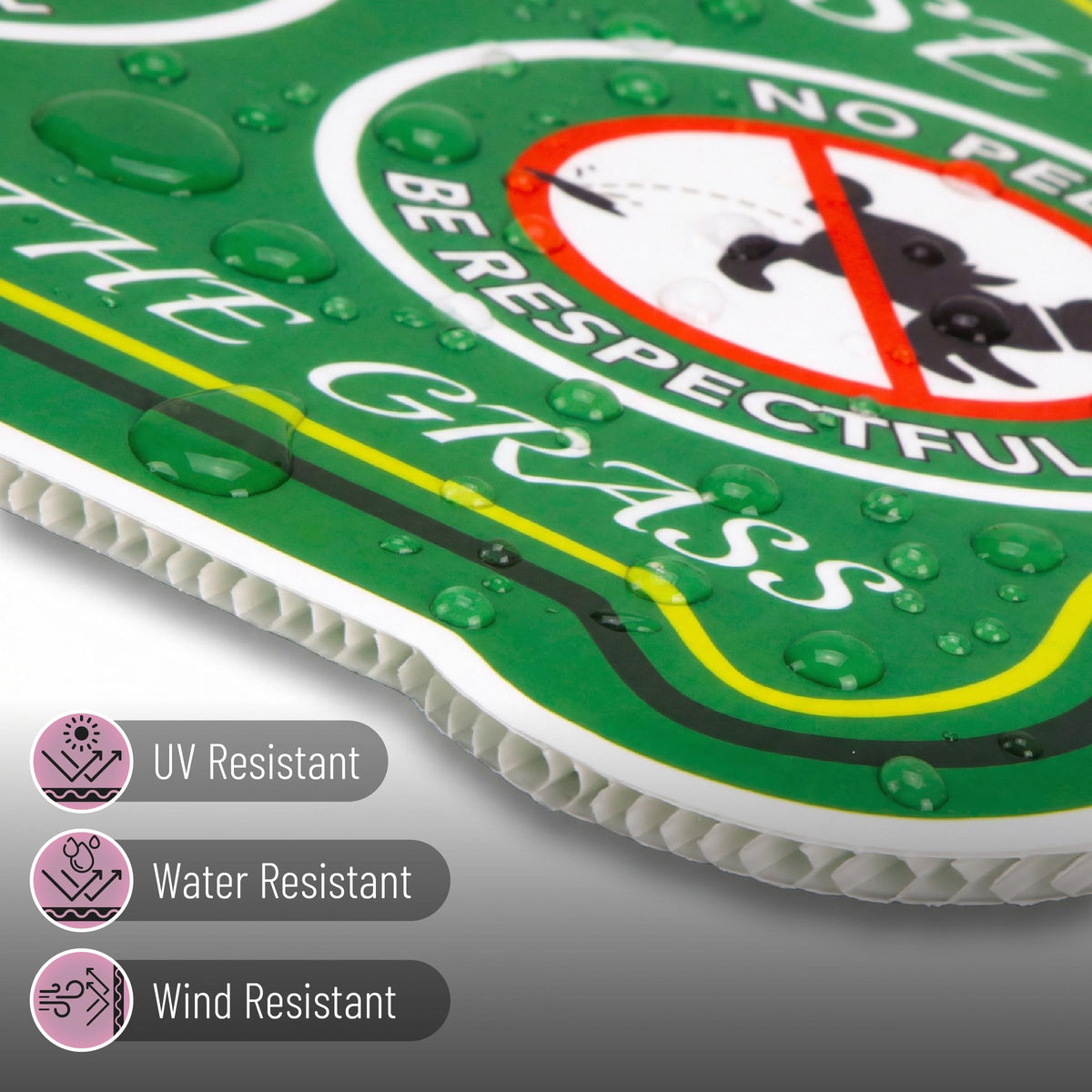 Mr. Pen waterproof plastic sign endures rain and sun outdoors.