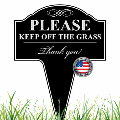 MRC Wood Products Please Keep Off The Grass sign front view for clear yard warning.