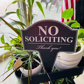 Weatherproof aluminum ACM No Soliciting sign from MRC Wood Products for outdoor durability