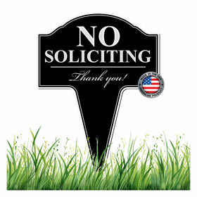 MRC Wood Products No Soliciting sign with integrated stake for quick outdoor installation