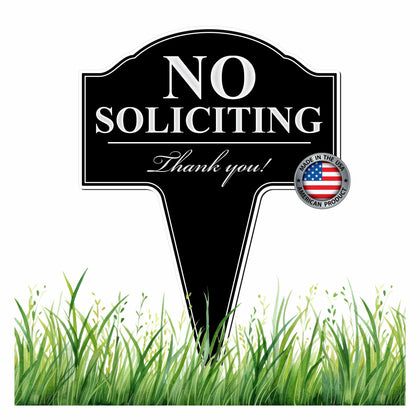 MRC Wood Products No Soliciting sign with integrated stake for quick outdoor installation