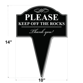MRC Wood Products Please Keep Off The Rocks yard sign outdoor stake setup for porch or garden