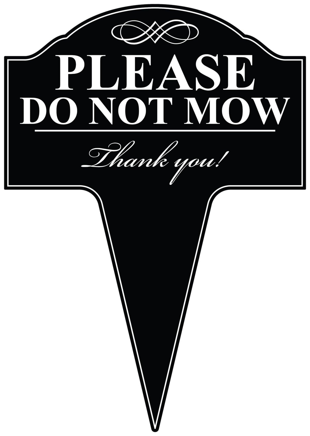 MRC Wood Products front view sign with do-not-mow message; ideal for marking lawn areas.