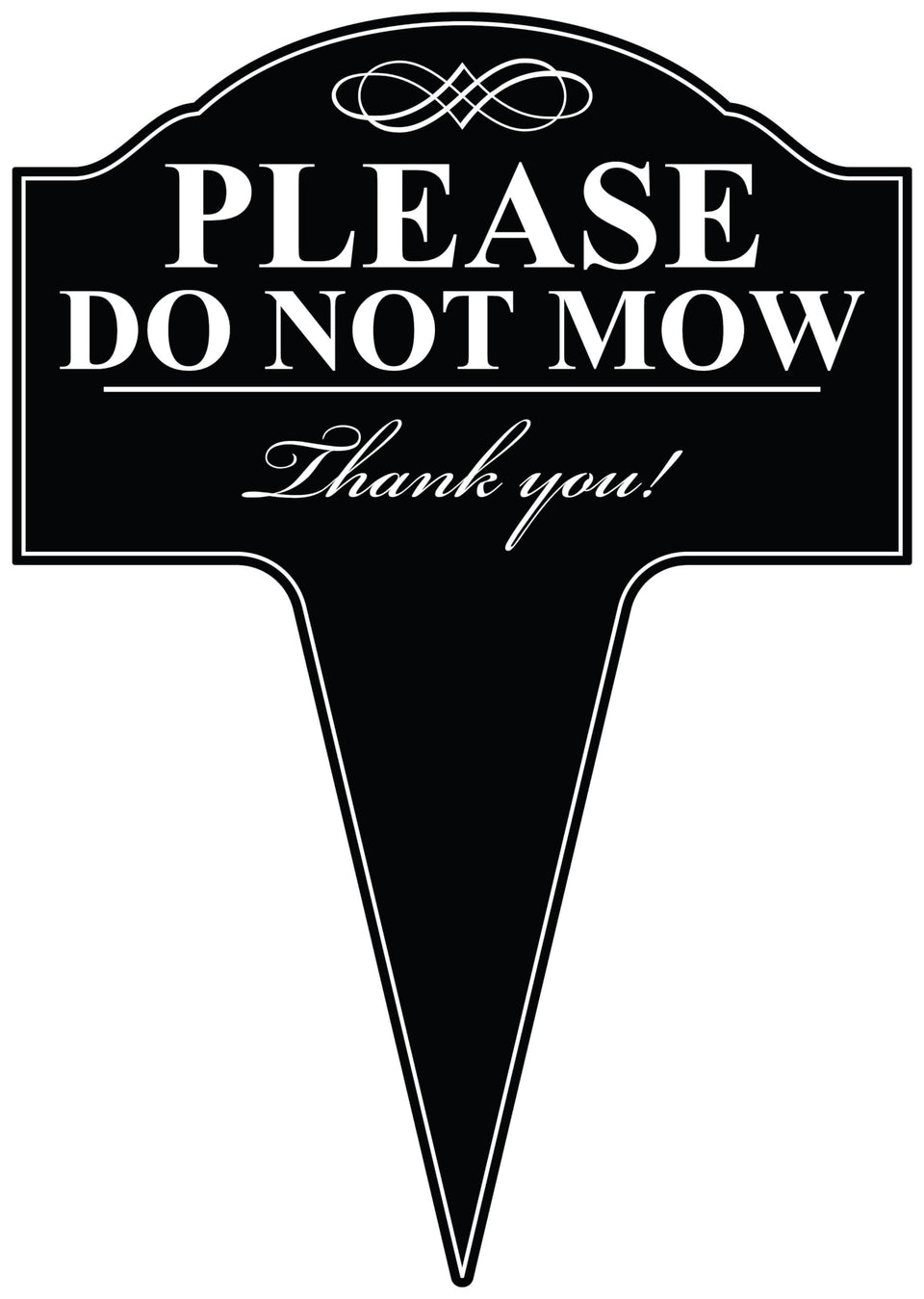 MRC Wood Products front view sign with do-not-mow message; ideal for marking lawn areas.