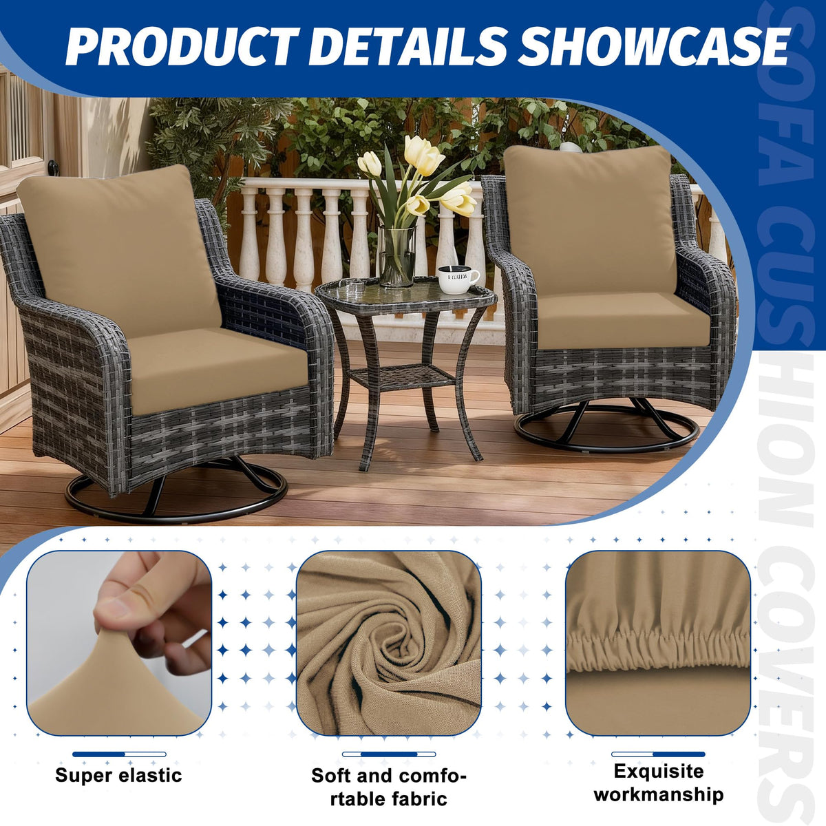 MRGSDL cushion cover fits 20-27 inch cushions for versatile patio configurations
