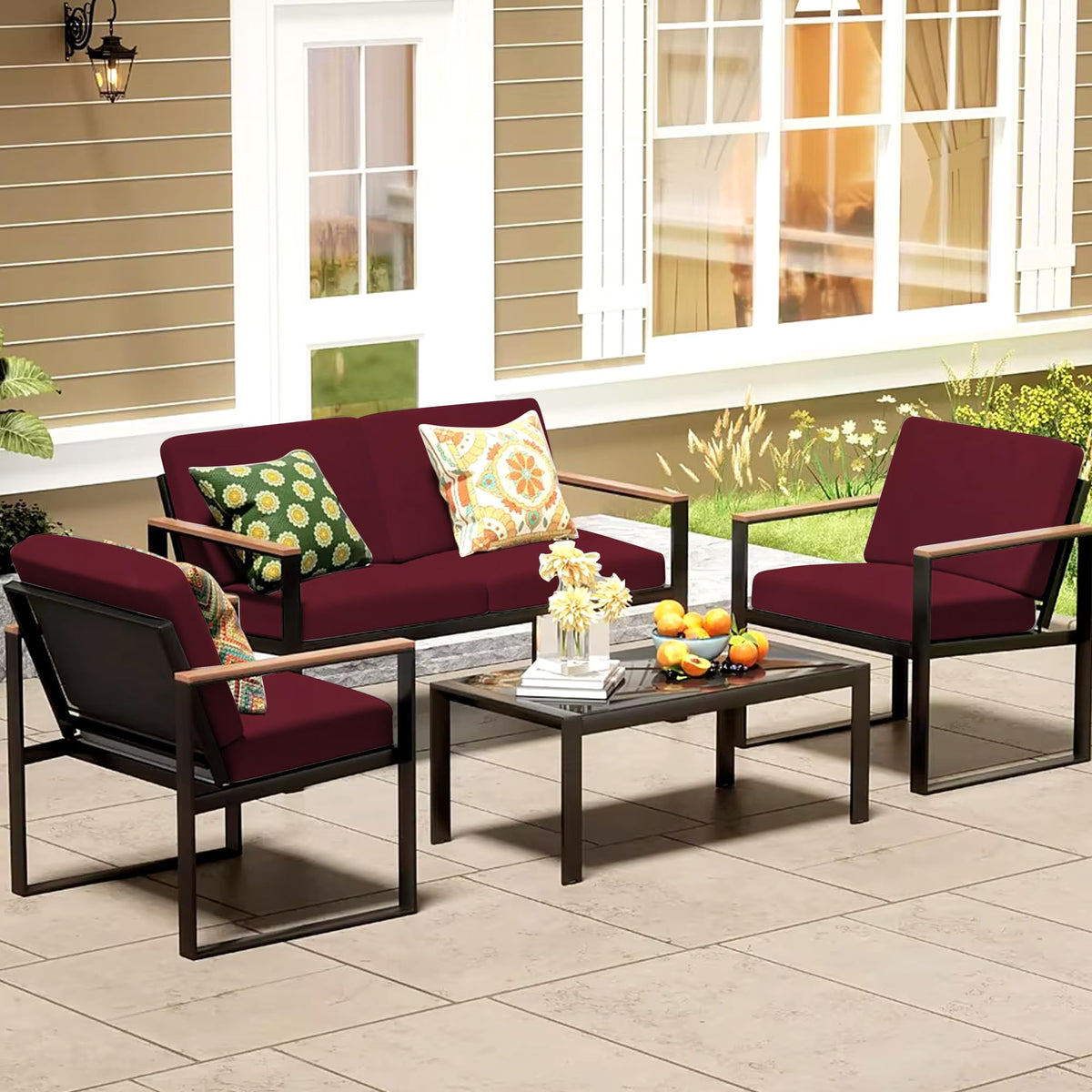 MRGSDL wine red cushion cover adds style and longevity to outdoor spaces