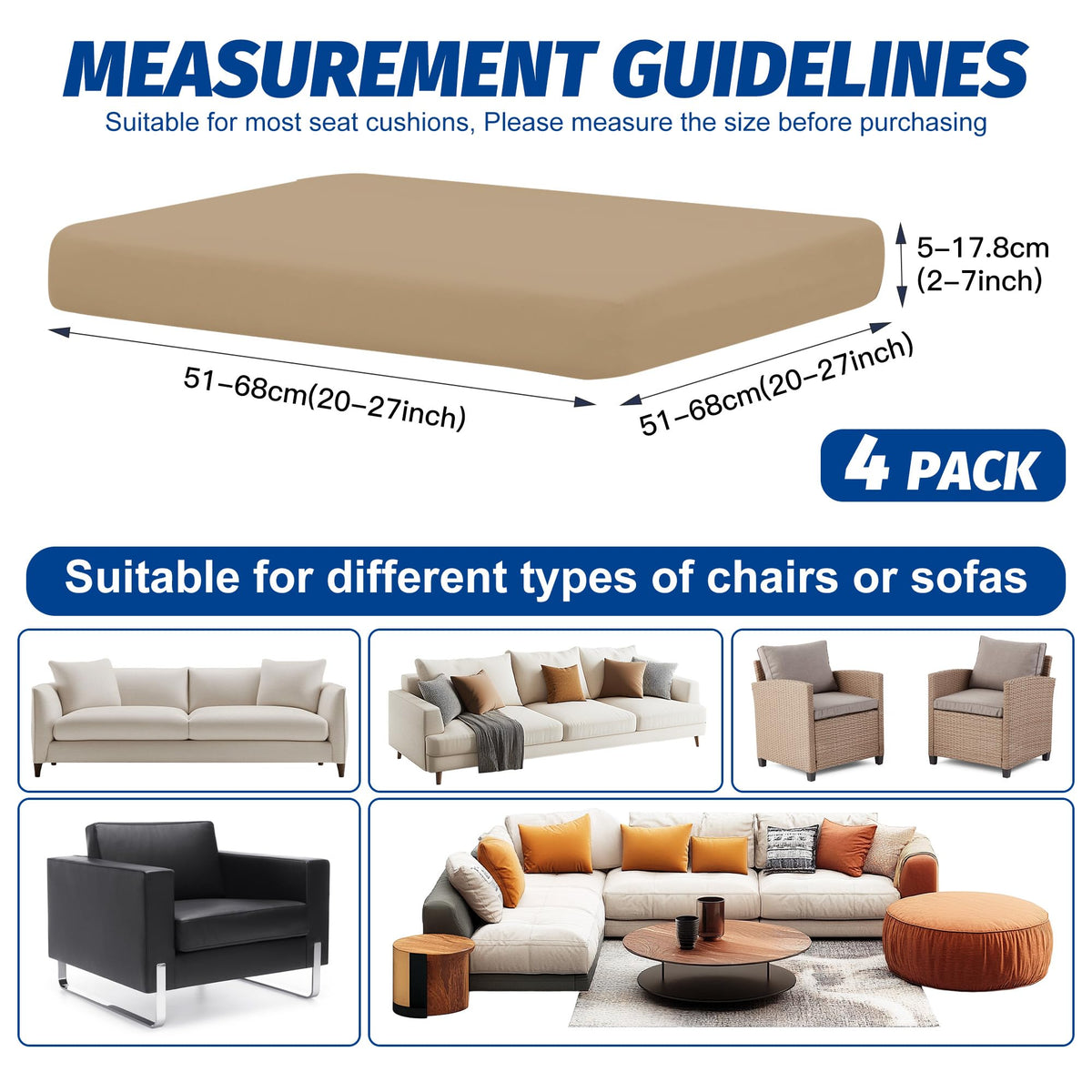 MRGSDL outdoor sofa slipcover in khaki showcases quick fit for varied cushion sizes