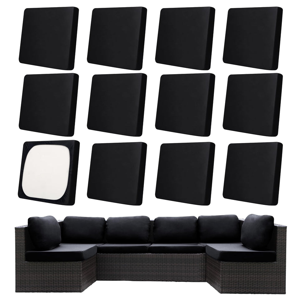 MRGSDL patio cushion cover in black with stretchy fabric for snug outdoor fit.