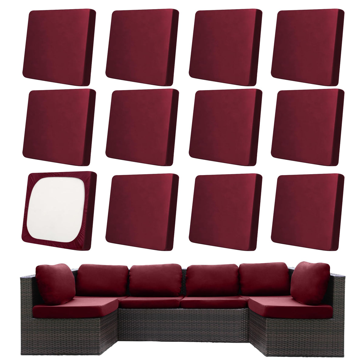 MRGSDL patio cushion cover wine red with stretch fit protects cushions outdoors