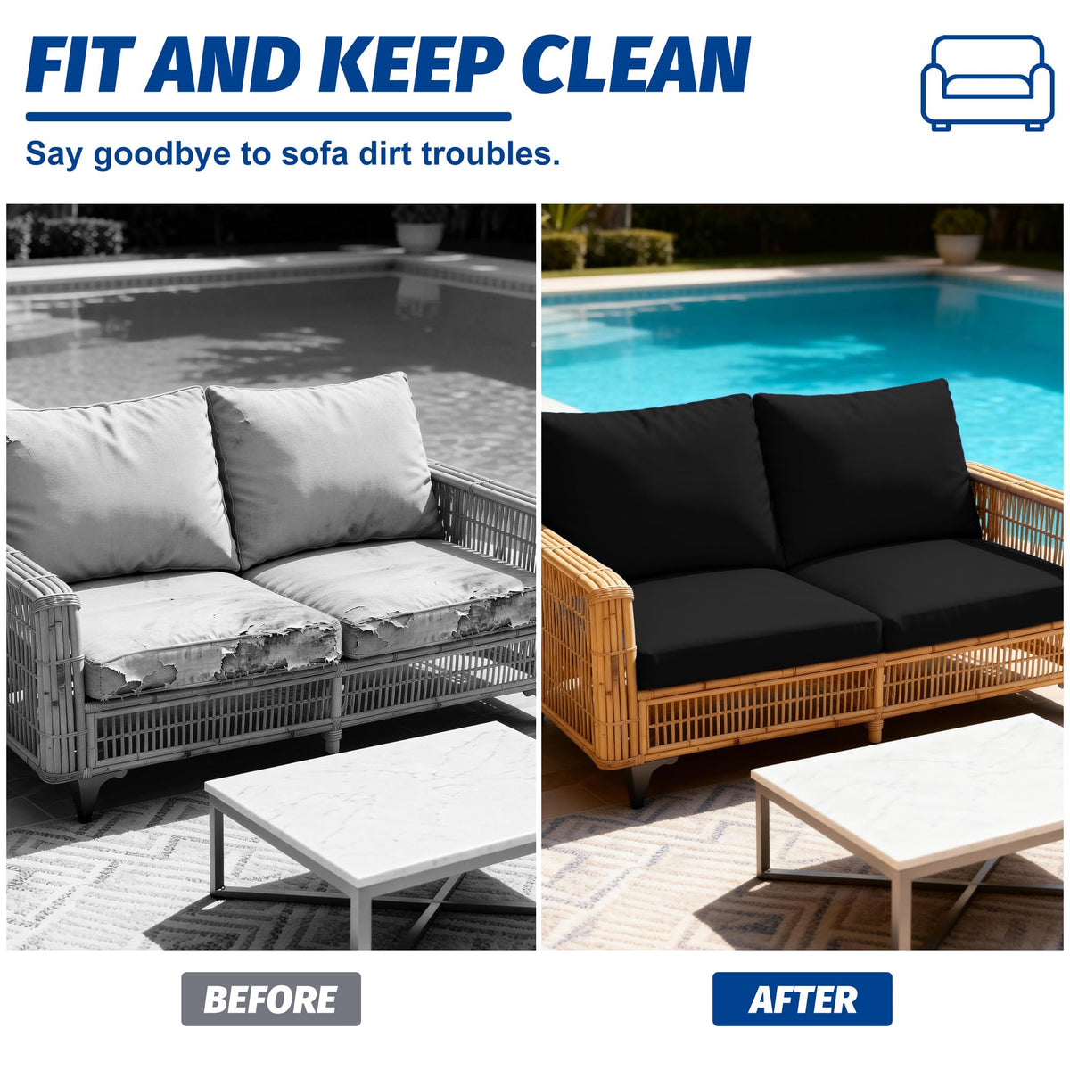 MRGSDL outdoor-use cushion cover in black offers stylish protection.