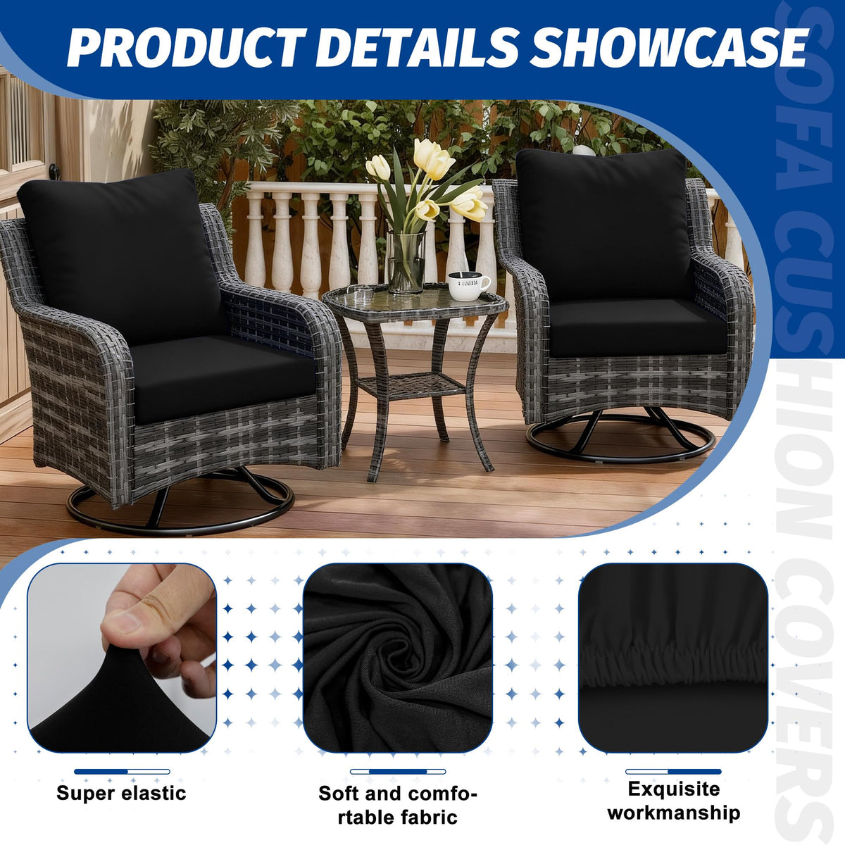 MRGSDL cushion cover stretch fabric enables flexible, secure protection.