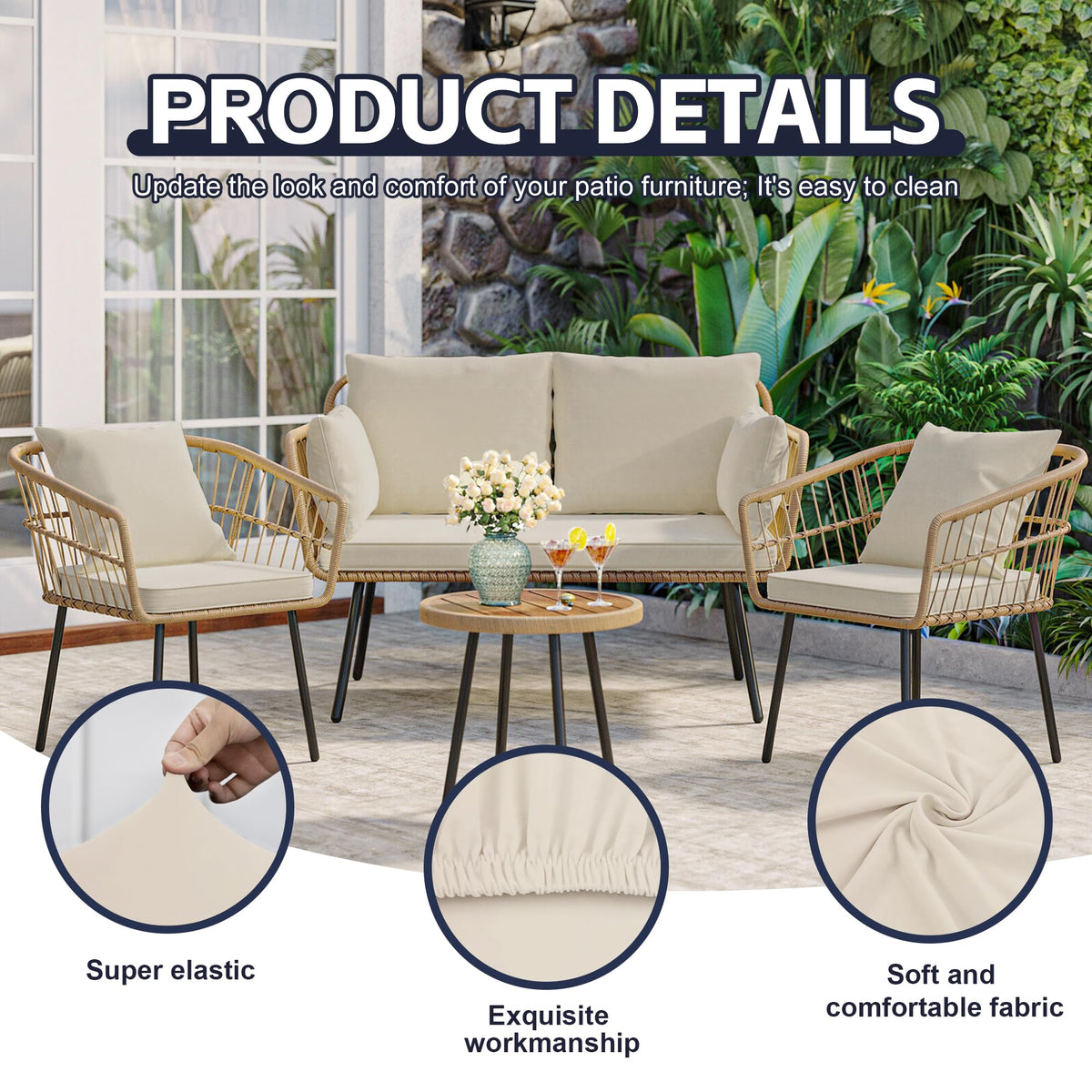 MRGSDL stretch fabric cushion cover detail highlighting elasticity and fit.