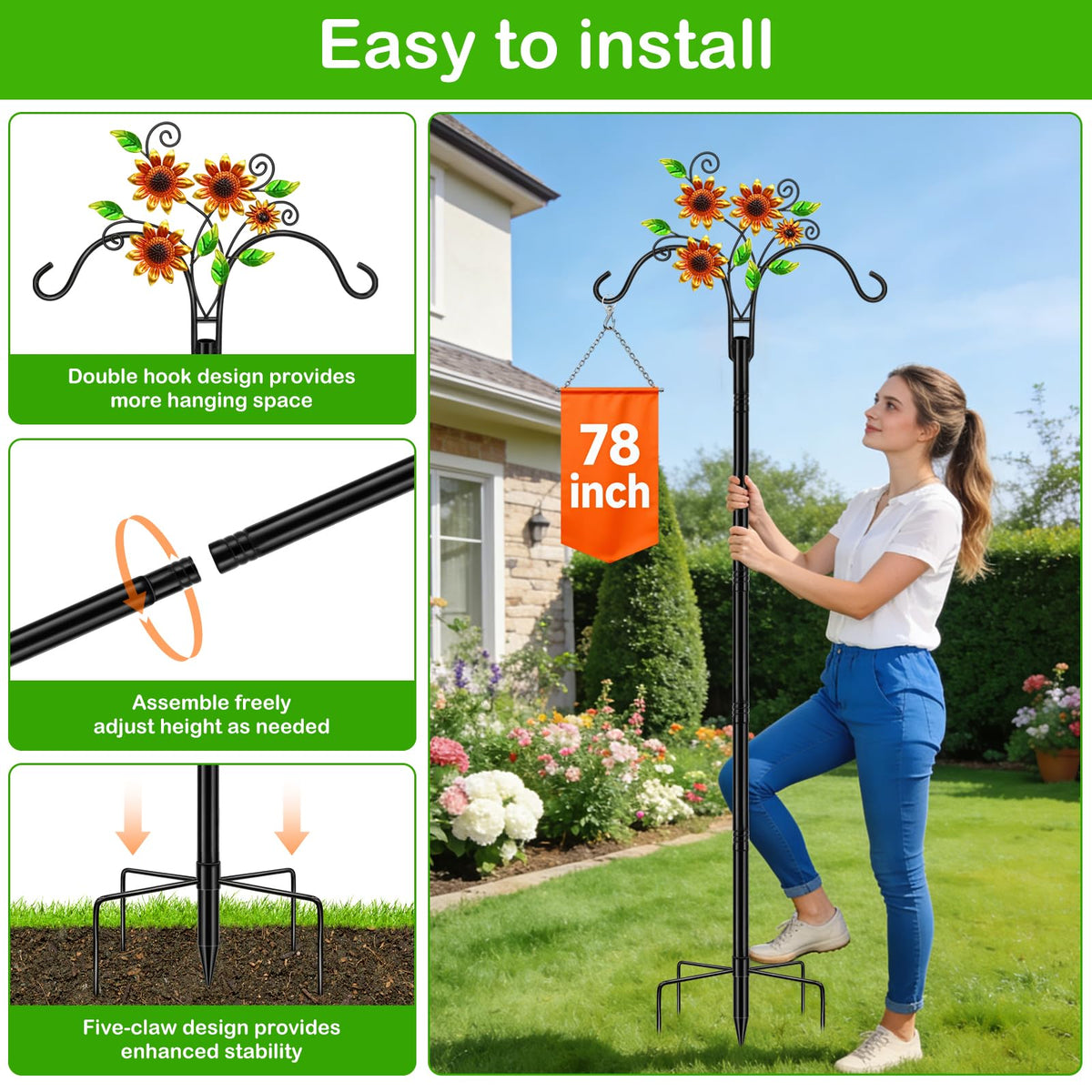 MRHEPHAESTUS hummingbird feeder hanger keeps feeders accessible