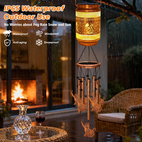 MRHEPHAESTUS solar chime hangs on patio for tranquil evenings.