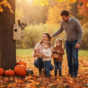 MRHN Double-acorn design supports squirrels and chipmunks exploring your yard.