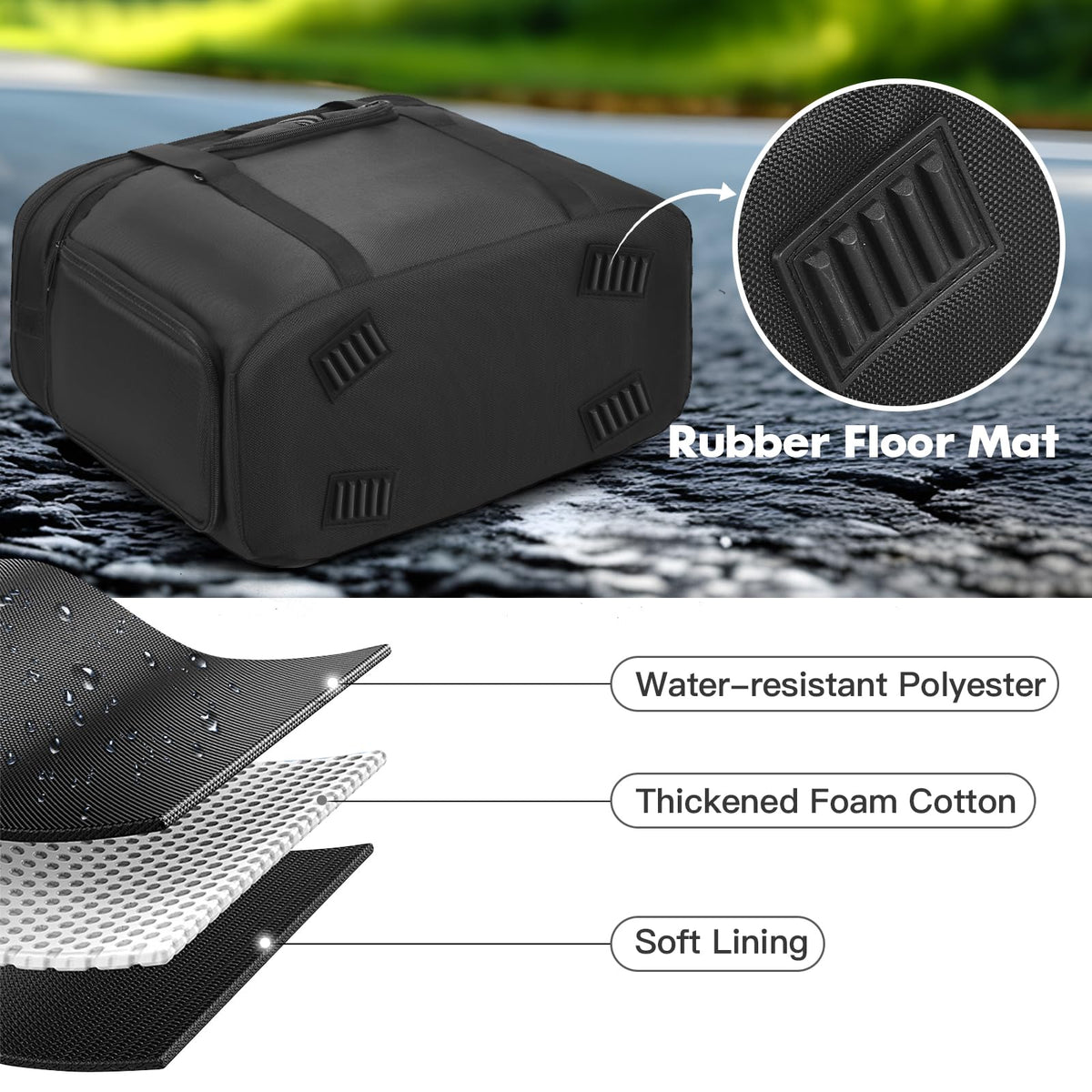 MRINCA case with non-slip feet protects floors on uneven surfaces