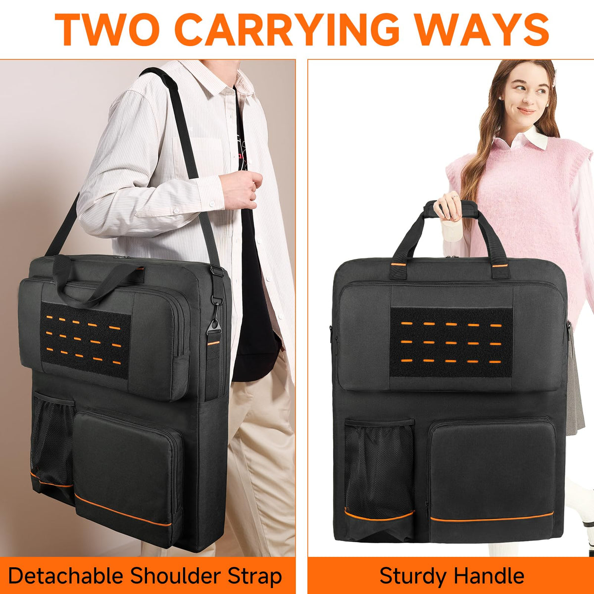 MRINCA bag features adjustable shoulder strap for hands-free transport.