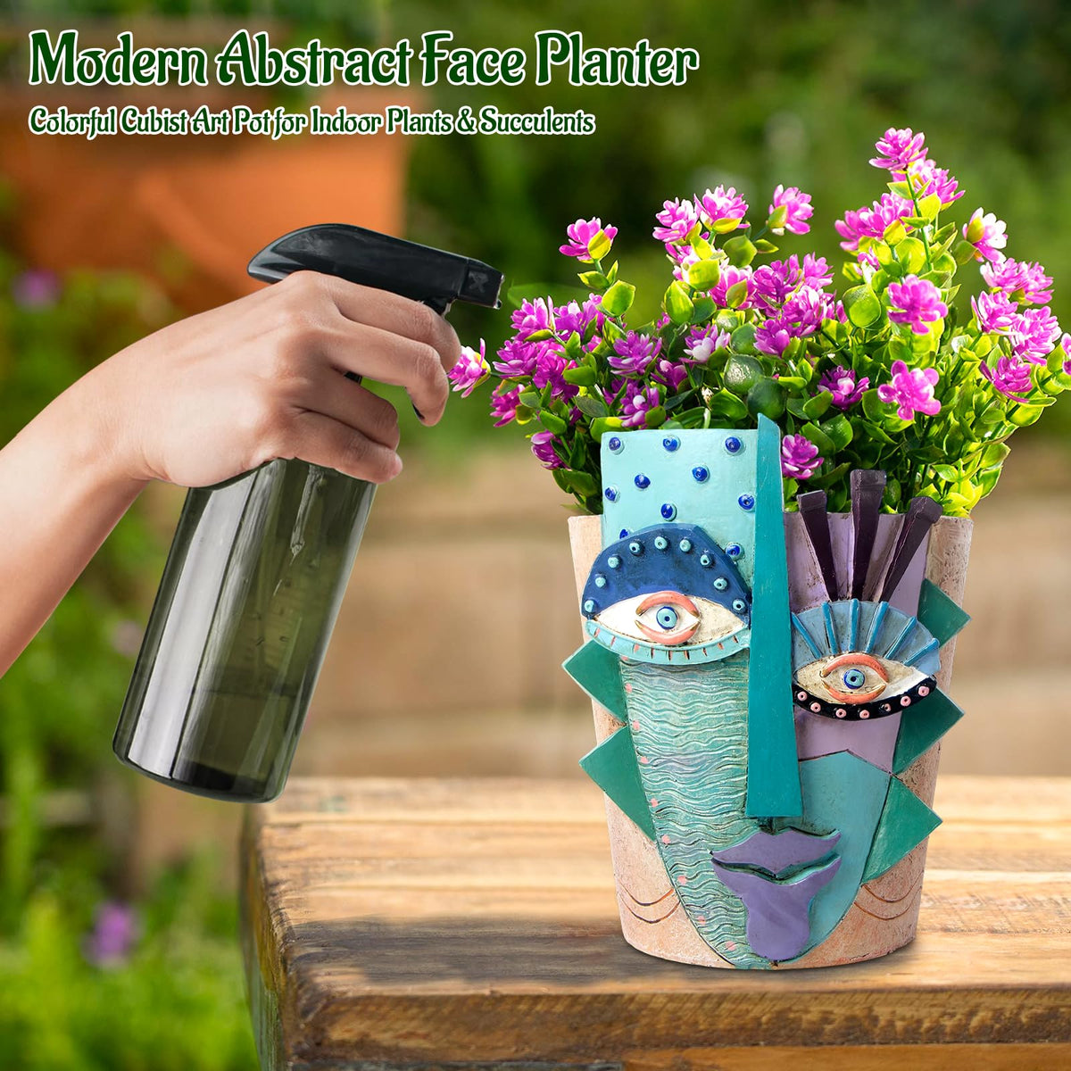 Mrlikale abstract face planter on a windowsill adds color to home and office.
