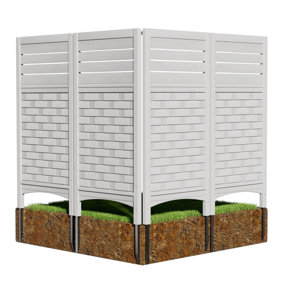 Mrosaa outdoor privacy panel surrounding an air conditioner for neater outdoor spaces.
