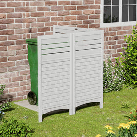 Mrosaa privacy panel around a trash bin creates a cleaner yard view.
