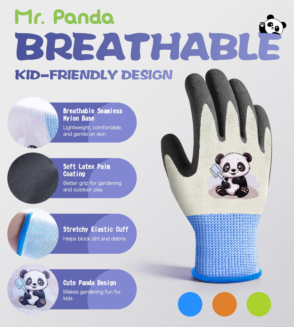 Mr.Panda latex foam coating close-up shows non-slip grip