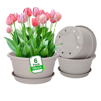 MRPAPA 6-pack round pot in gray-white with ribbed texture for versatile indoor and outdoor use.