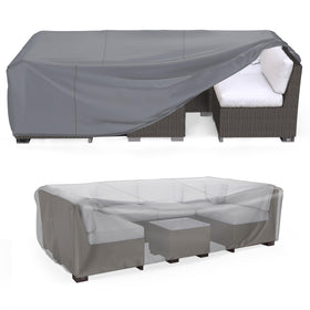 Mrrihand heavy-duty patio cover on a dining set protecting from rain and dust