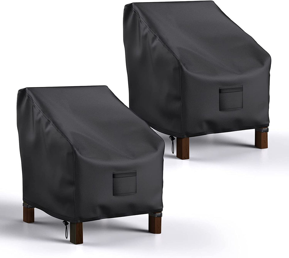 Mrrihand waterproof patio chair cover 2-pack protects outdoor furniture from rain and sun.