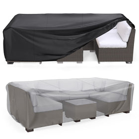 Mrrihand patio cover front view protecting a furniture set from rain.