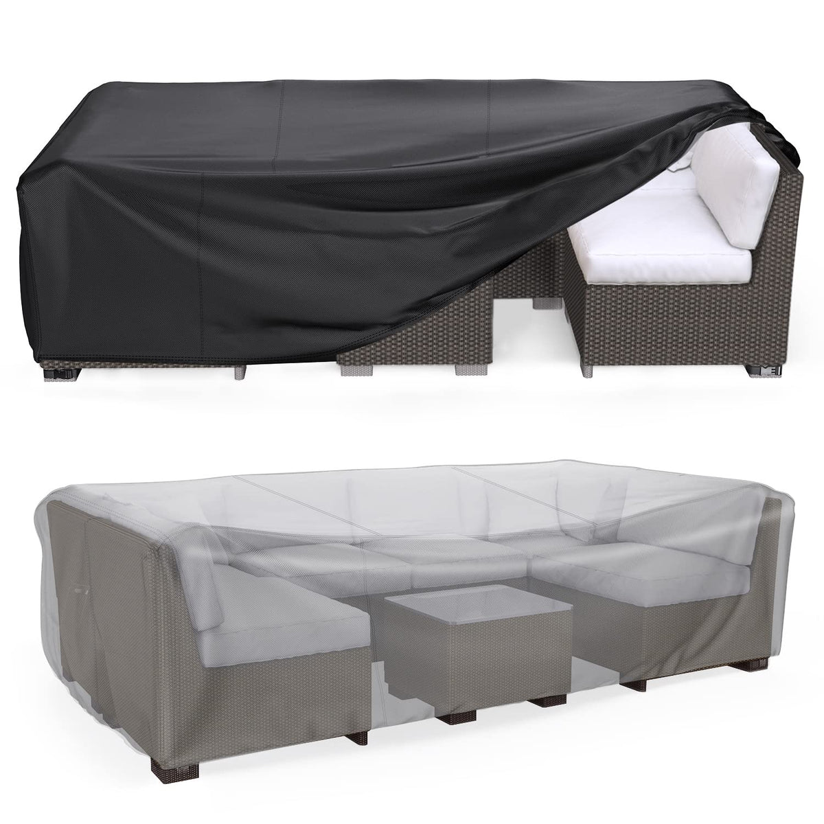 Mrrihand patio furniture cover waterproof protects the set from rain and dust.