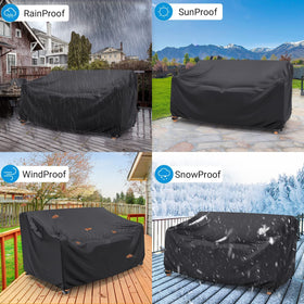 Mrrihand patio cover fits up to 104 inches, ideal for 3-seat sofas.
