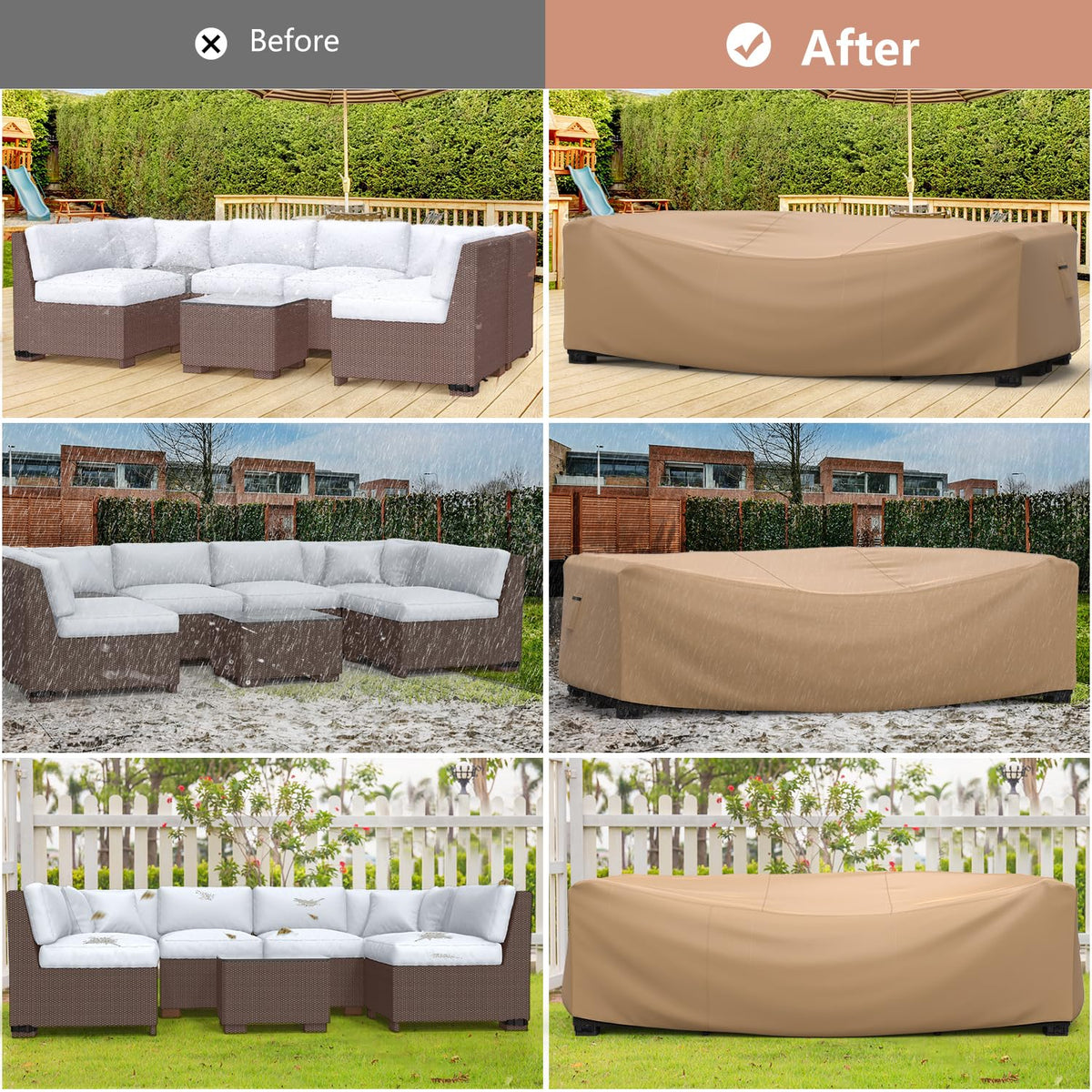 Mrrihand side-view fit on furniture illustrates snug wind-resistant coverage.