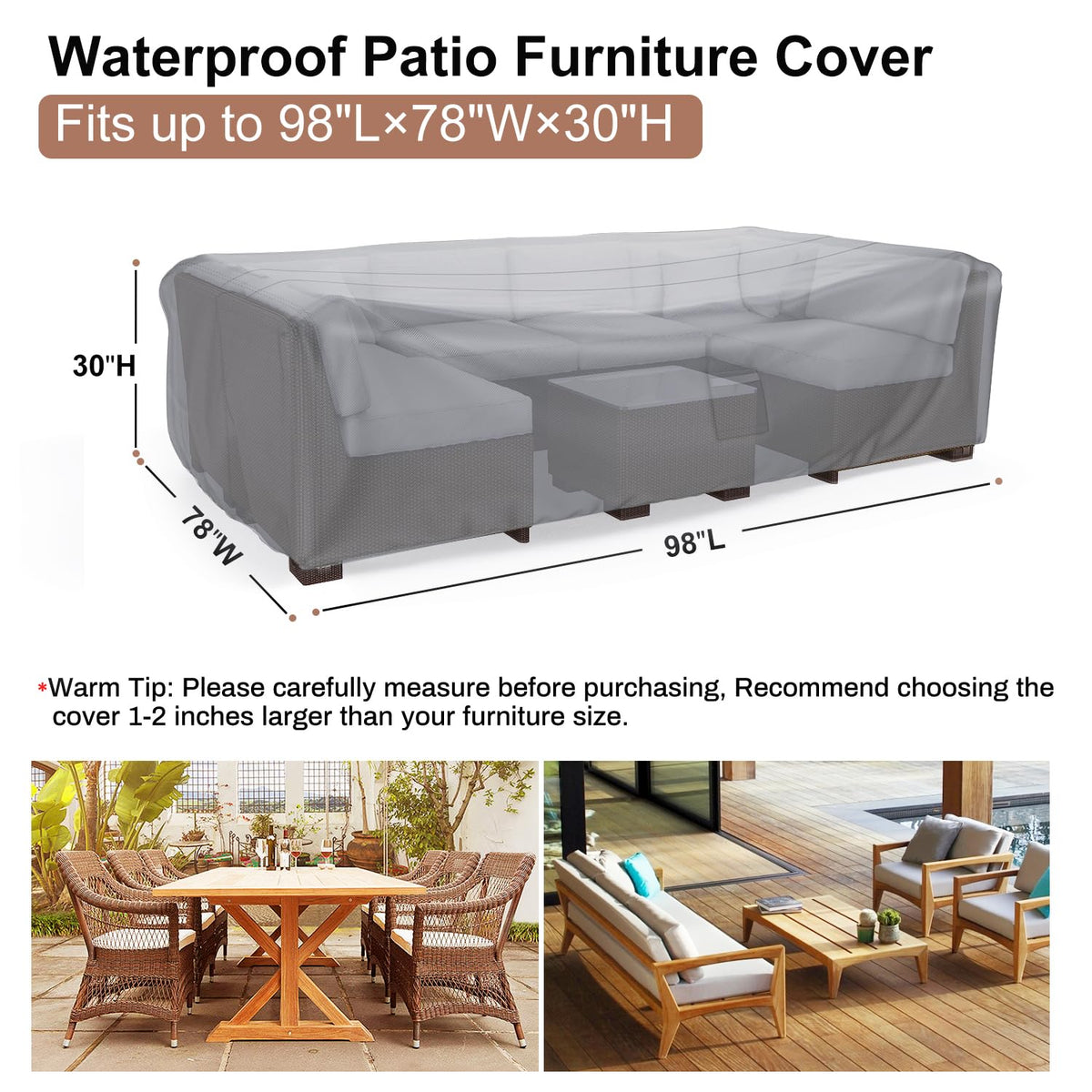 Mrrihand cover shows waterproof inner coating that helps keep furniture dry
