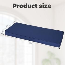 Mrsenloi 48x18x3 inch cushion on a bench demonstrates ideal seating fit