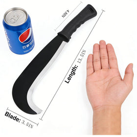 Mrxxjz Small Machete Sickle cutting weeds along a garden edge.