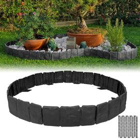 MSISILY garden edging border with no-dig setup and black stone finish.
