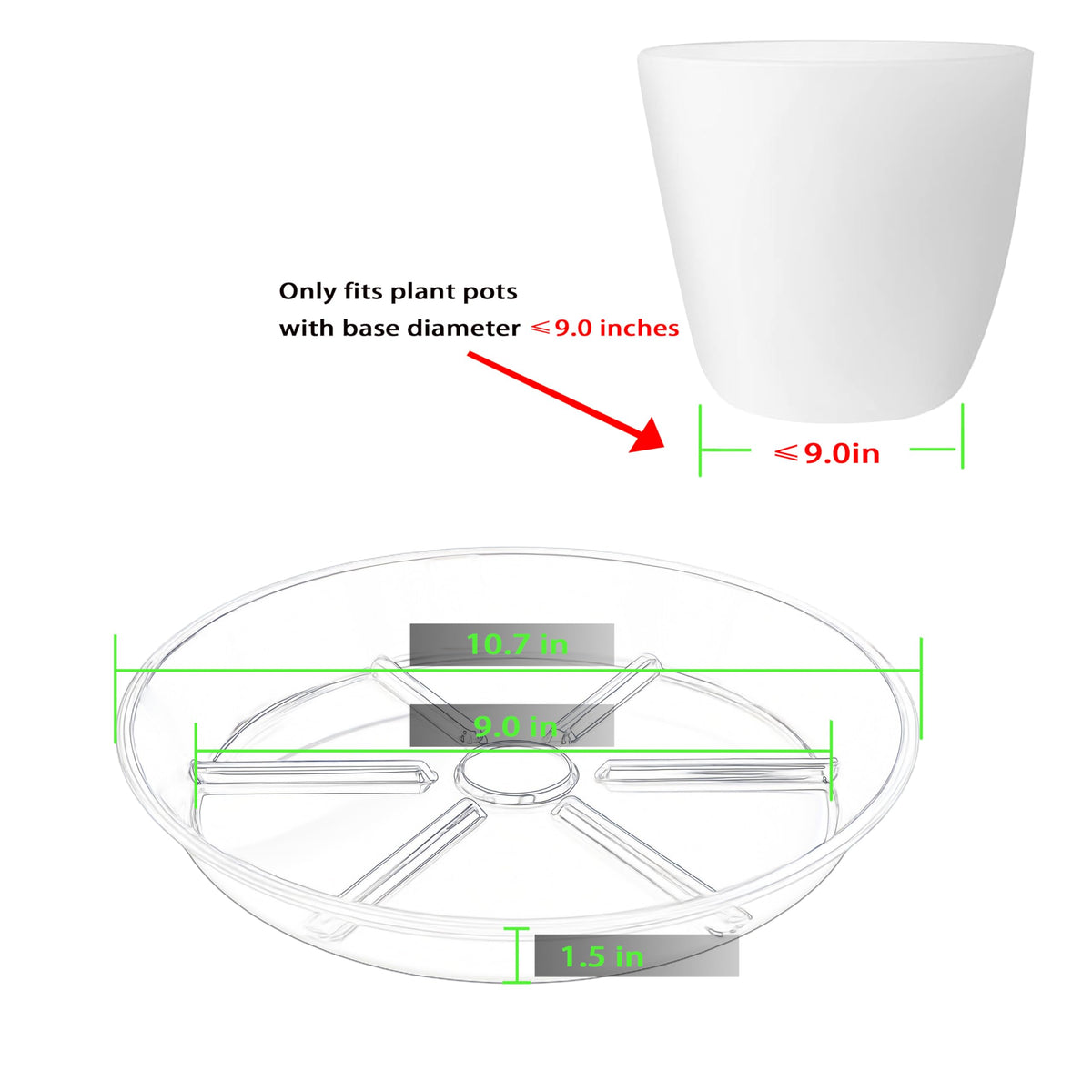 MSKIAUO clear plant trays in 10-inch size prevent spills and keep surfaces dry.