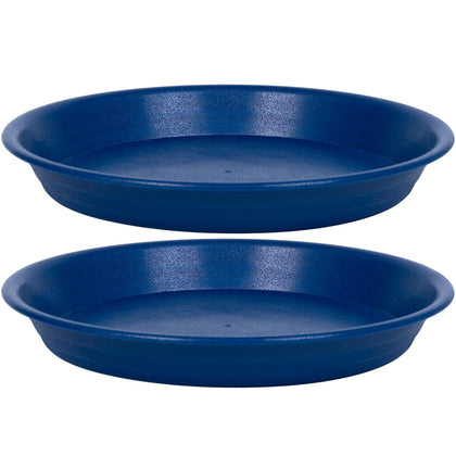 MSKIAUO 10-inch blue plant saucer front view, durable plastic for indoor use