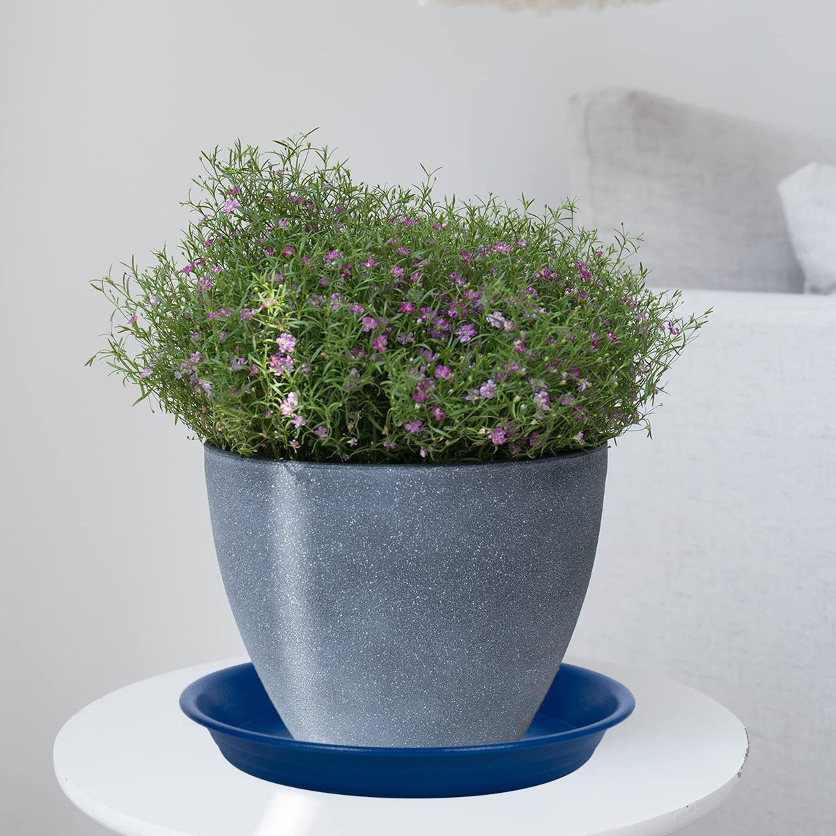 MSKIAUO blue saucer for 10.9-inch outer diameter pots, drainage-friendly