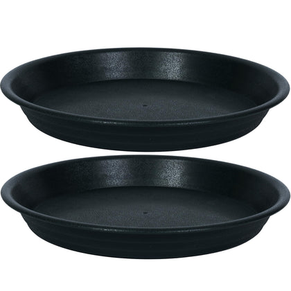 MSKIAUO plant saucer 10-inch tray two-pack protects surfaces and drains well.