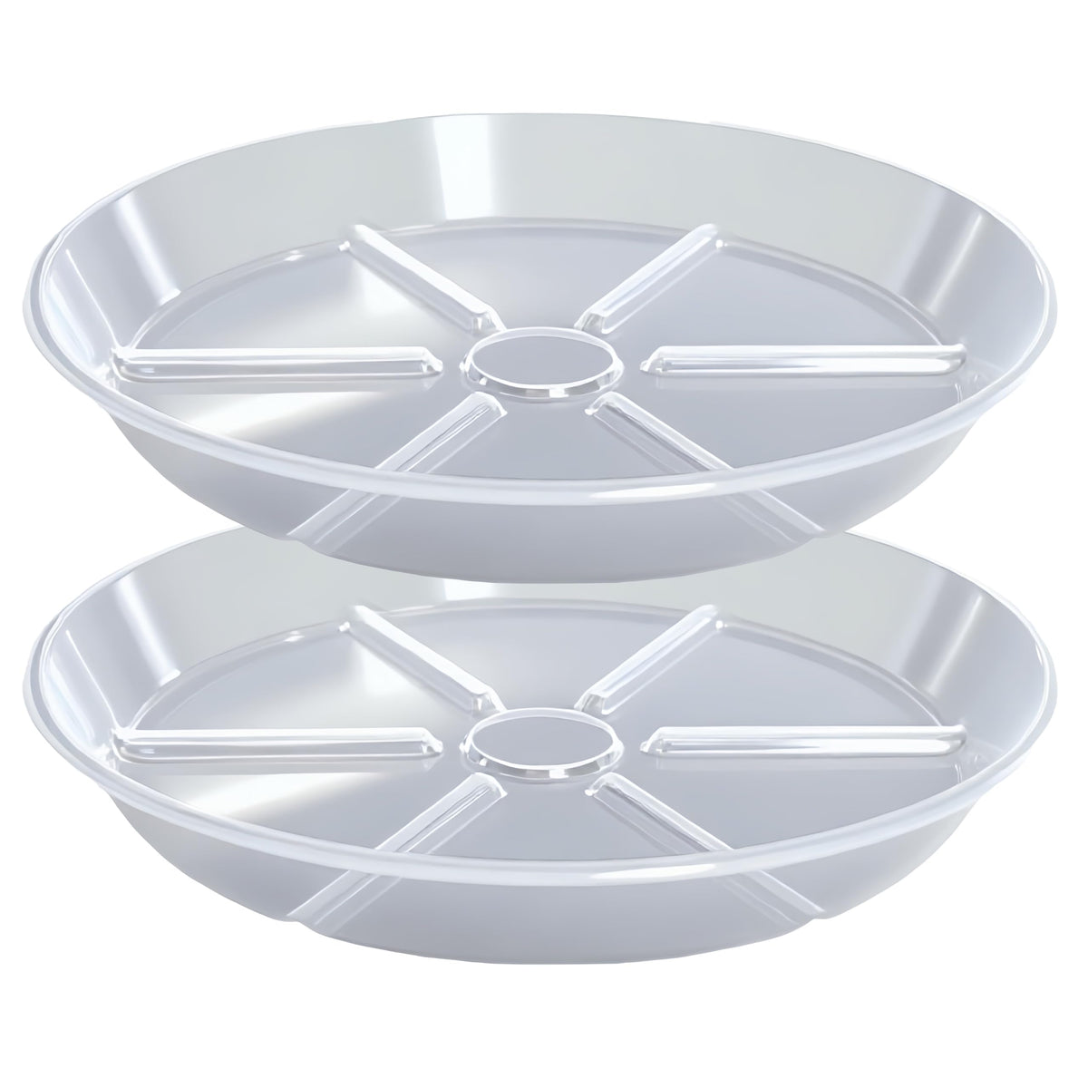 MSKIAUO 14-inch plant saucer top view showing clear plastic tray