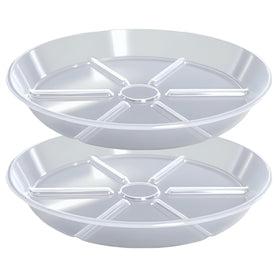 MSKIAUO 14-inch plant saucer top view showing clear plastic tray